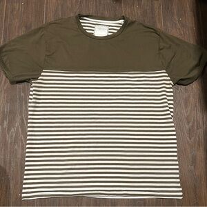 Denim & Flower Olive and White Striped Tee